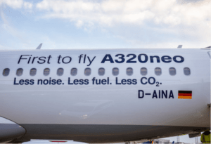 A320neo mit weniger CO2. Quelle: Lufthansa Bildarchiv, FRA CI/P, © Oliver Roesler.
