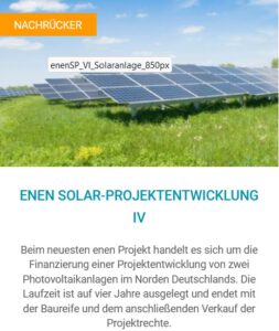Investments bei WIWIN: Enen Solar-Projektentwicklung IV. Quelle & ©: WIWIN