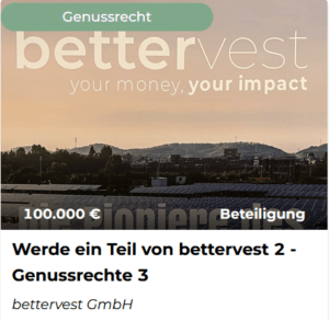 Investmentchance bettervest: Genussrechte. Quelle & ©: bettervest.
